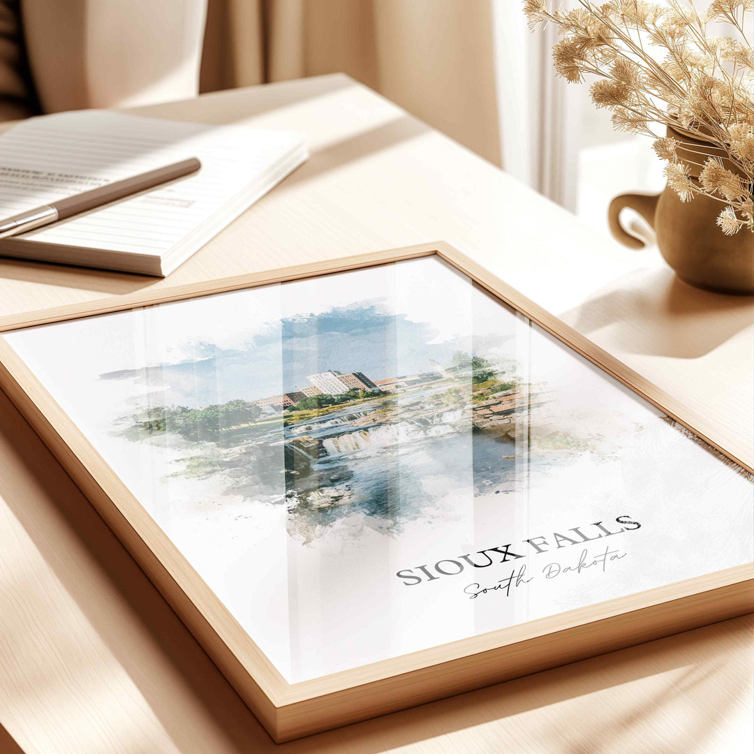 Sioux Falls, South Dakota – Watercolor Art Print