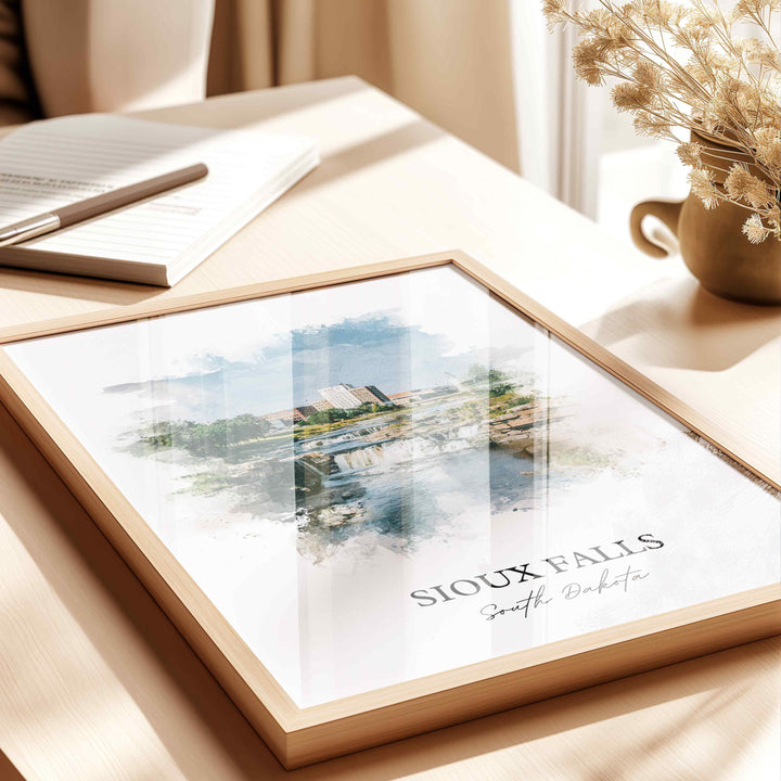 Sioux Falls, South Dakota – Watercolor Art Print