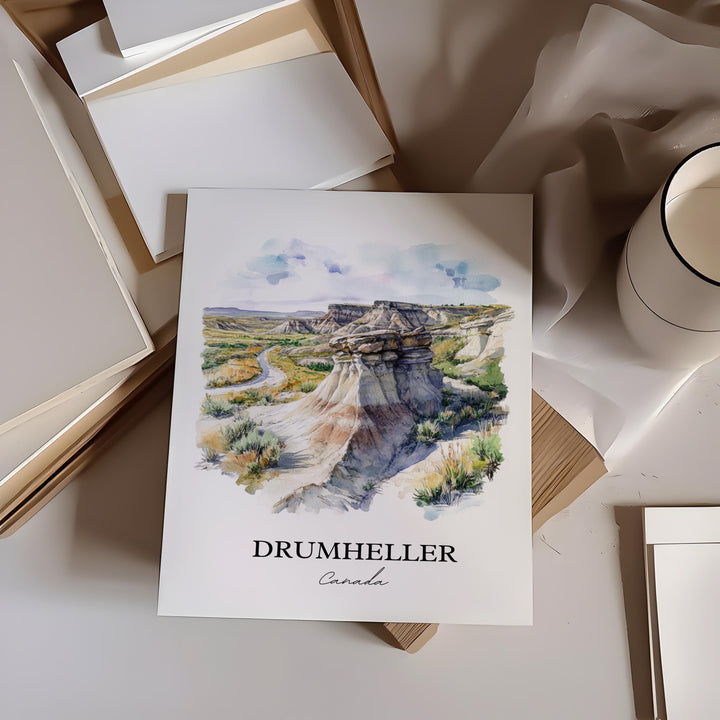 Drumheller Wall Art, Midland Provincial Park Print, Alberta Watercolor Art, Drumheller Gift, Travel Print, Travel Poster, Housewarming Gift