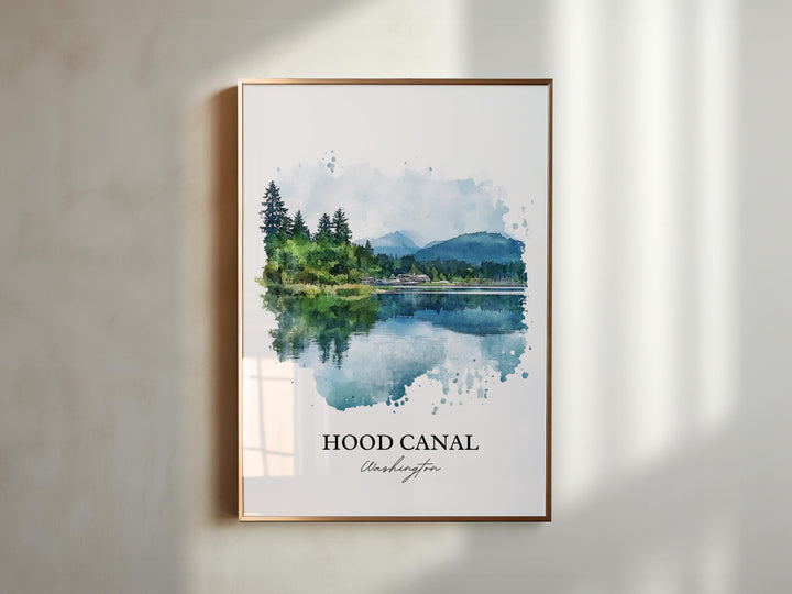 Hood Canal Wall Art, Floating Bridge Print, Hood Canal WA Watercolor Art, Hood Canal WA Gift, Travel Print, Travel Poster, Housewarming Gift
