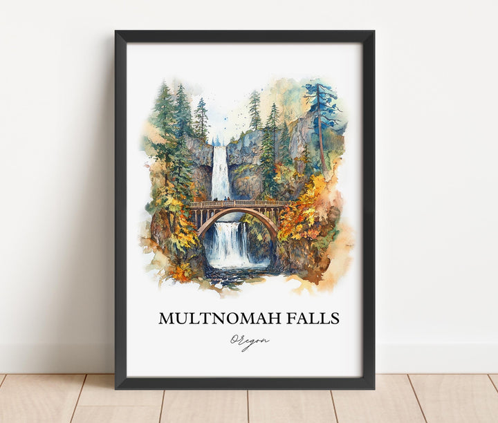 Multnomah Falls, USA – Watercolor Art Print