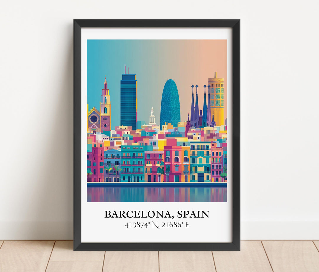 Barcelona Art, Barcelona Retro Travel Art, Barcelona Home Decor, Barcelona Gift, Spain Travel Art, Travel Prints, Housewarming Gift