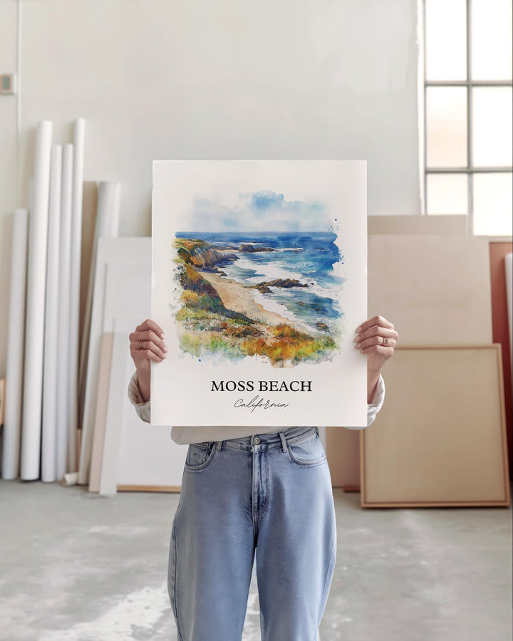 Moss Beach Wall Art, Moss Beach Print, San Mateo County Artwork, Moss Beach Gift, Travel Print, Travel Poster, Housewarming Gift