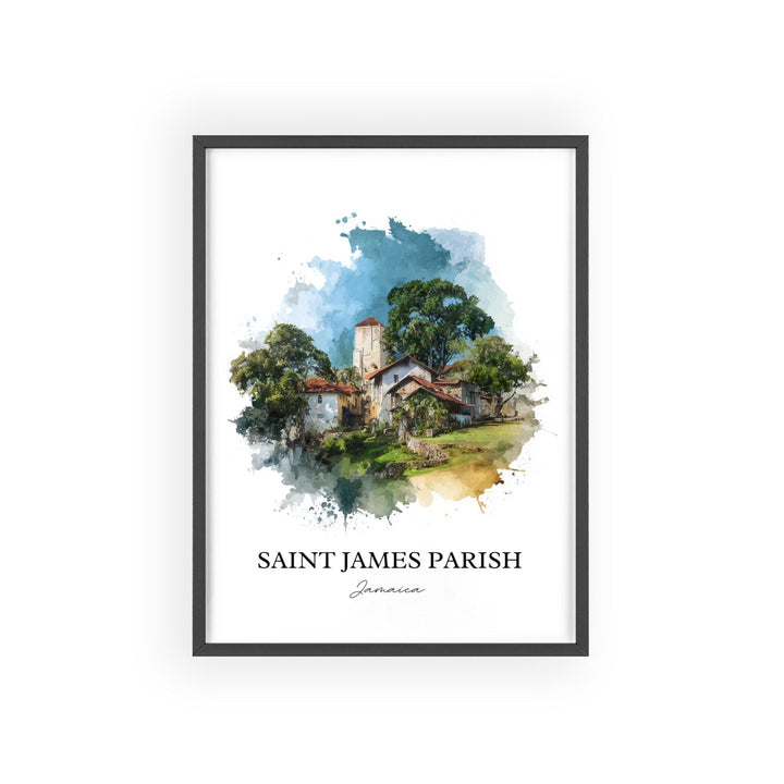 Saint James Parish Wall Art, Jamaica Print, Jamaica Watercolor Art, St. James Parish Gift, Travel Print, Travel Poster, Housewarming Gift