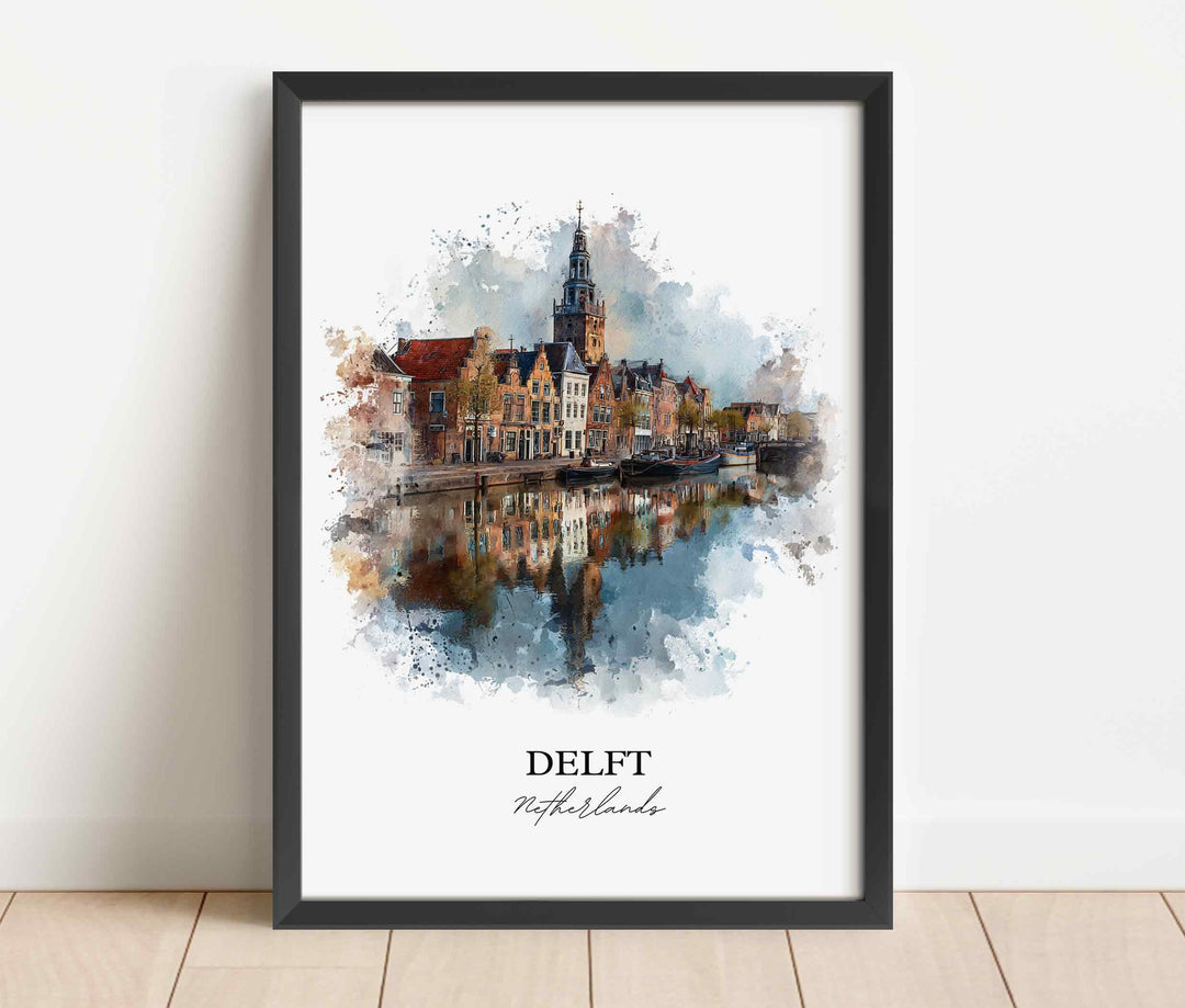 Delft, Netherlands – Watercolor Art Print