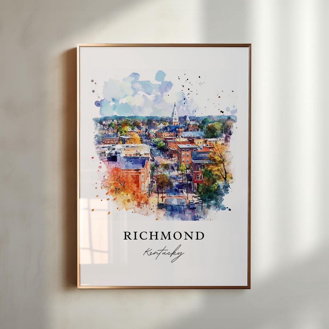 Richmond KY Wall Art, Richmond Print, Richmond Kentucky Watercolor, Madison County KY Gift,