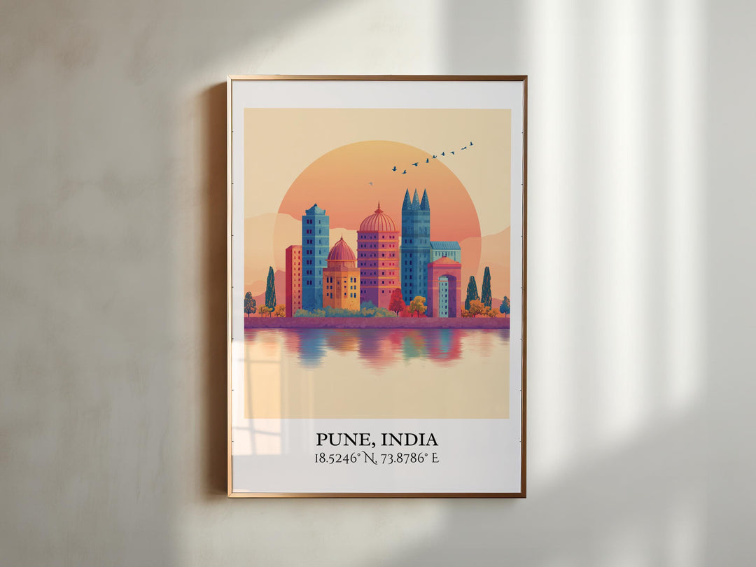 Pune India Art, Pune Retro Travel Art, Pune India Home Decor, India Gift, India Travel Art, Travel Prints, Housewarming Gift