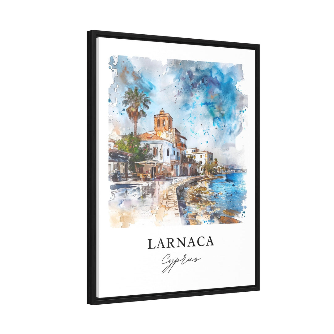 Larnaca Wall Art, Larnaca Print, Larnaca Cyprus Watercolor, Finikoudes Beach Cyprus Gift,