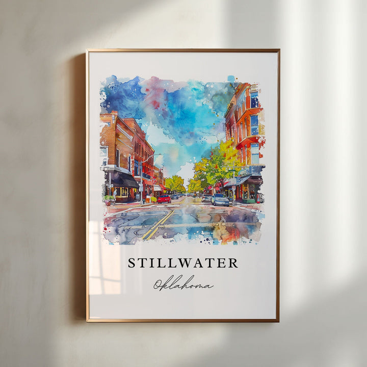 Stillwater OK Art Print, Stillwater Print, Oklahoma Wall Art, Stillwater Gift, Travel Print, Travel Poster, Travel Gift, Housewarming Gift