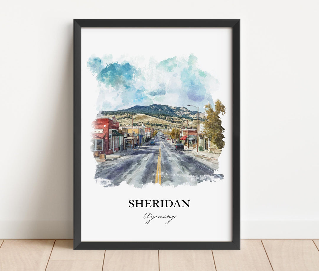 Sheridan WY Wall Art, Sheridan WY Print, Wyoming Watercolor Art, Sheridan Wyoming Gift, Travel Print, Travel Poster, Housewarming Gift