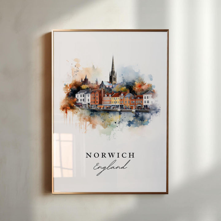 Norwich England wall art - England, Norwich poster, Norwich UK Wedding gift, Birthday present, Custom Text, Personalized Gift