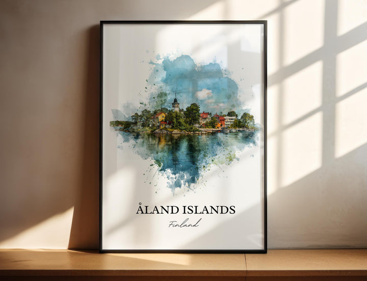 Aland Islands Wall Art, Aland Islands Print, Finland Watercolor Art, Aland Islands Gift, Travel Print, Travel Poster, Housewarming Gift