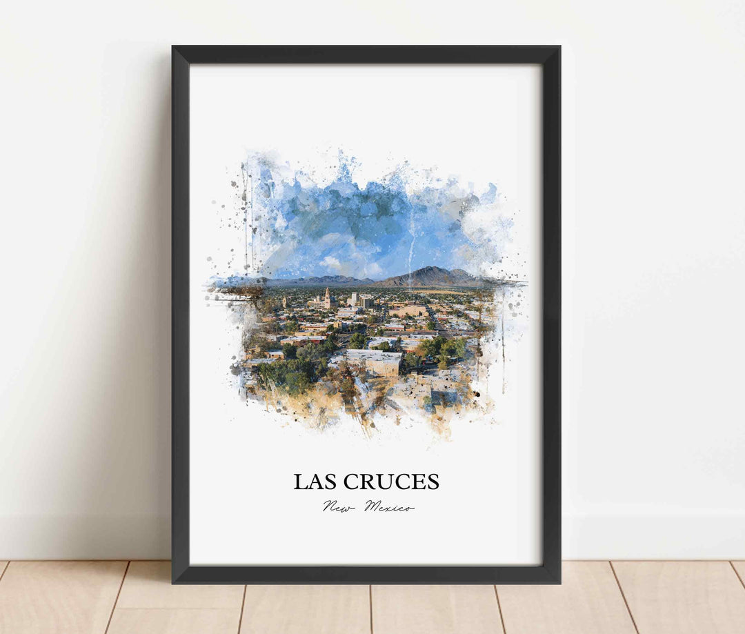 Las Cruces NM Wall Art, Las Cruces Print, New Mexico Watercolor Art, Chihuahuan Desert Gift, Travel Print, Travel Poster, Housewarming Gift