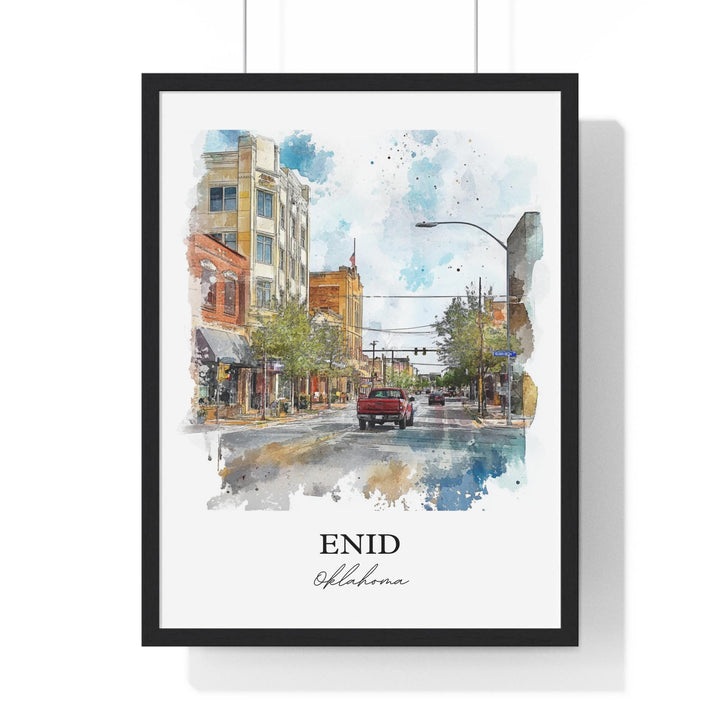 Enid Oklahoma Wall Art, Enid Print, Oklahoma Watercolor Art, Enid Oklahoma Gift, Travel Print, Travel Poster, Housewarming Gift