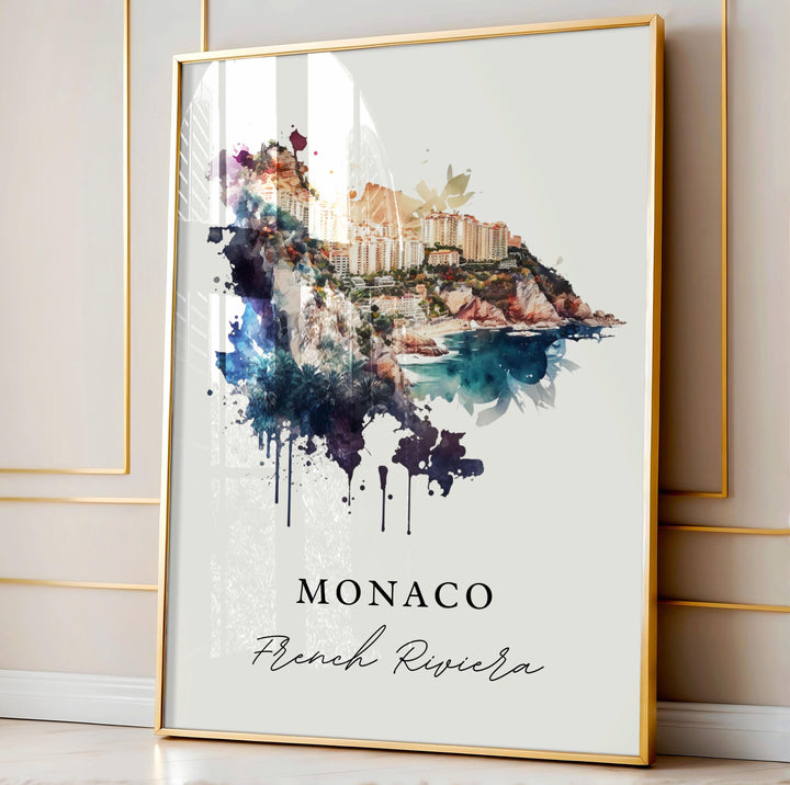 Monaco wall art - France, Monaco poster, Monaco Wedding gift, Monaco Birthday present, Custom Text, Personalised Gift