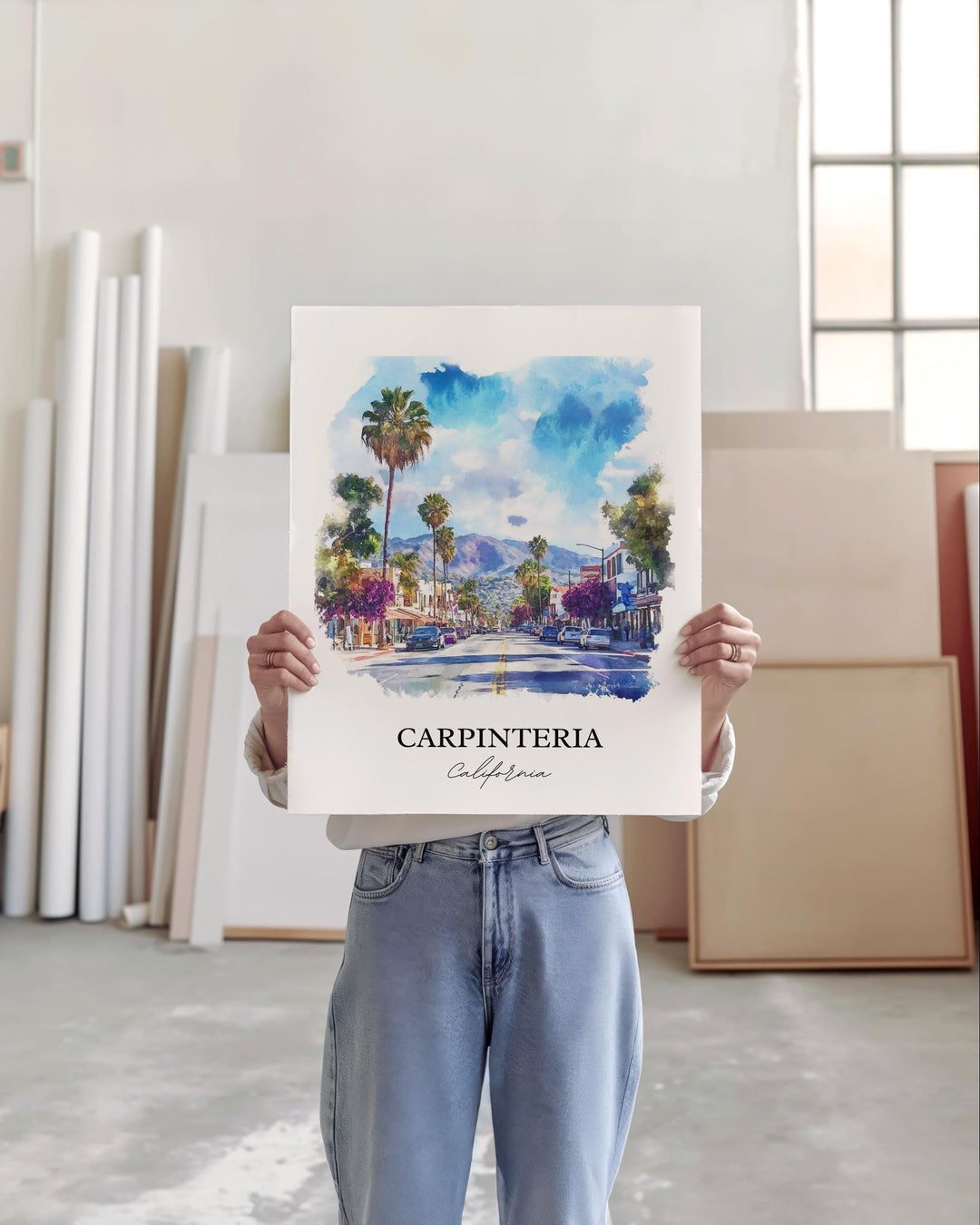 Carpinteria Wall Art, Santa Barbara Print, California Watercolor Art, Carpinteria CA Gift, Travel Print, Travel Poster, Housewarming Gift
