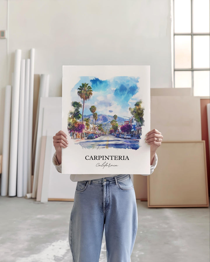 Carpinteria Wall Art, Santa Barbara Print, California Watercolor Art, Carpinteria CA Gift, Travel Print, Travel Poster, Housewarming Gift