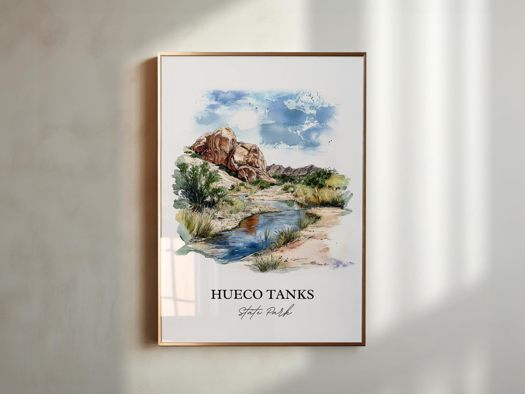Huenco Tanks Wall Art, El Paso Print, Texas Watercolor Art, Huenco Tanks State Park Gift, Travel Print, Travel Poster, Housewarming Gift