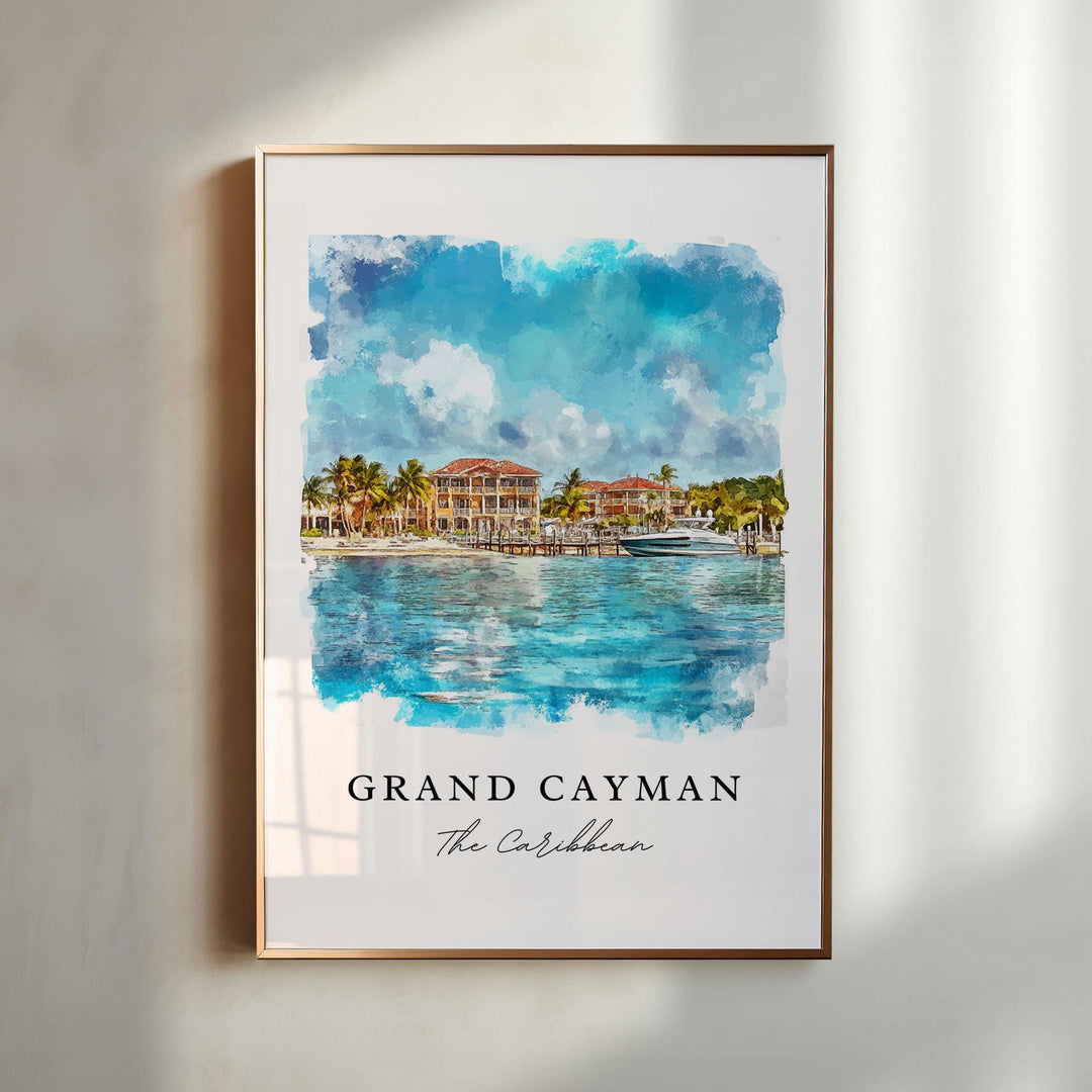 Grand Cayman Art, Cayman Islands Print, Cayman Islands Watercolor, Georgetown Cayman Gift,