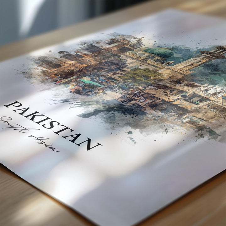 Pakistan Wall Art, Pakistan Print, Pakistan Watercolor Art, Pakistan Gift, Travel Print, Travel Poster, Housewarming Gift