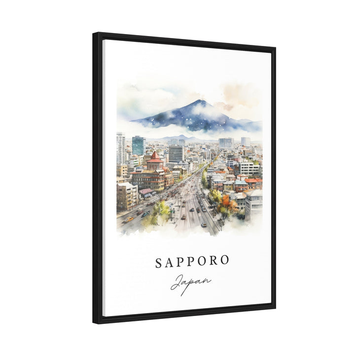 Sapporo traditional travel art - Japan, Sapporo poster, Wedding gift, Birthday present, Custom Text, Personalized Gift