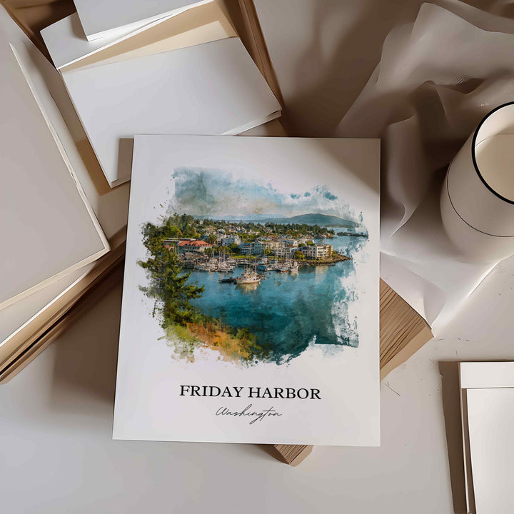 Friday Harbor, Washington – Watercolor Art Print