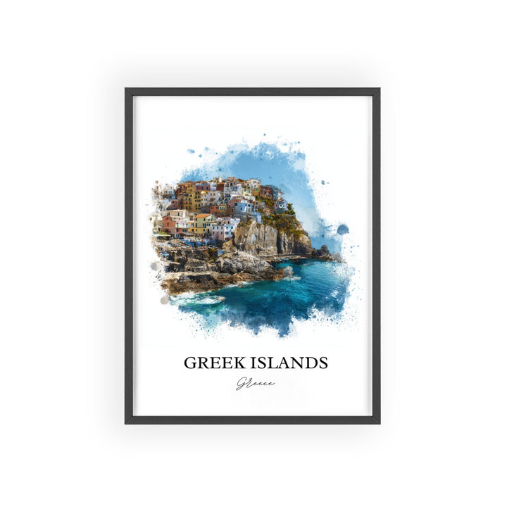 Greek Islands Wall Art, Greece Art, Greece Watercolor Art, Greek Islands Gift, Greek Islands Travel Print, Travel Poster, Housewarming Gift