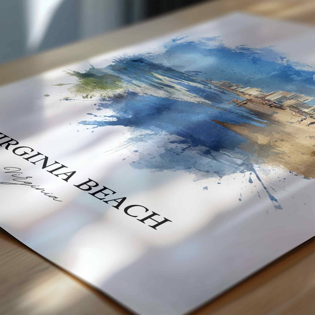 Virginia Beach, Virginia, USA– Watercolor Art Print