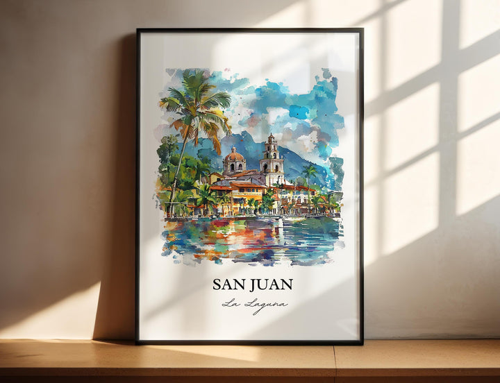 San Juan La Laguna Wall Art, Sololá Print, Guatemala Watercolor Art, San Juan La Laguna Gift, Travel Print, Travel Poster, Housewarming Gift