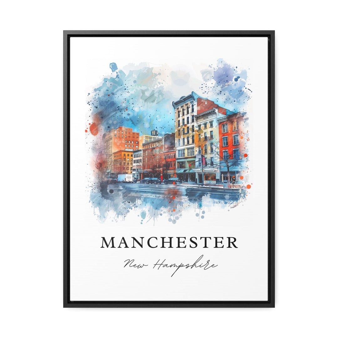 Manchester NH Art, Manchester Print, Manchester NH Watercolor, Manchester New Hampshire Gift,