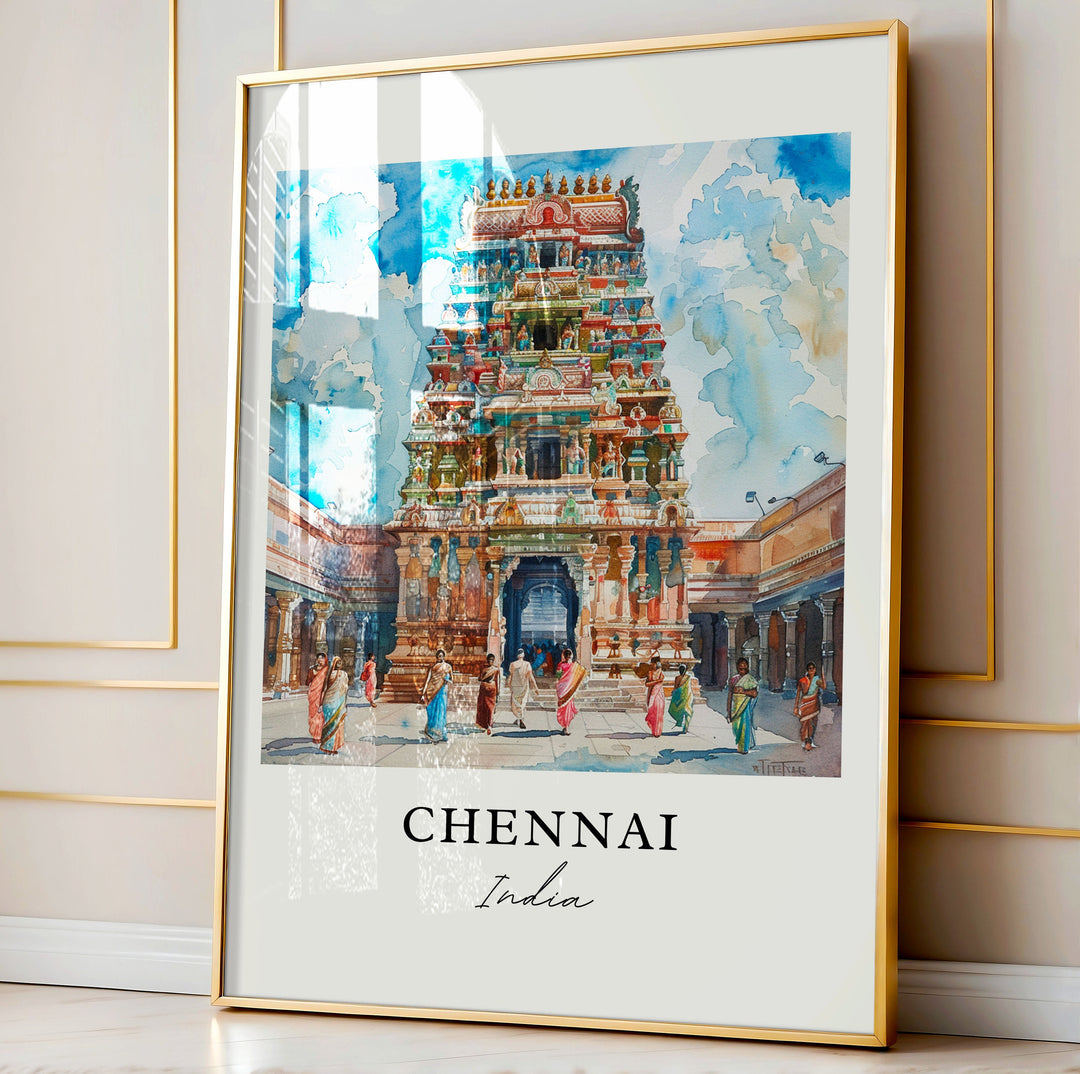 Chennai India Wall Art, Chennai Print, Chennai Watercolor, Chennai India Gift,