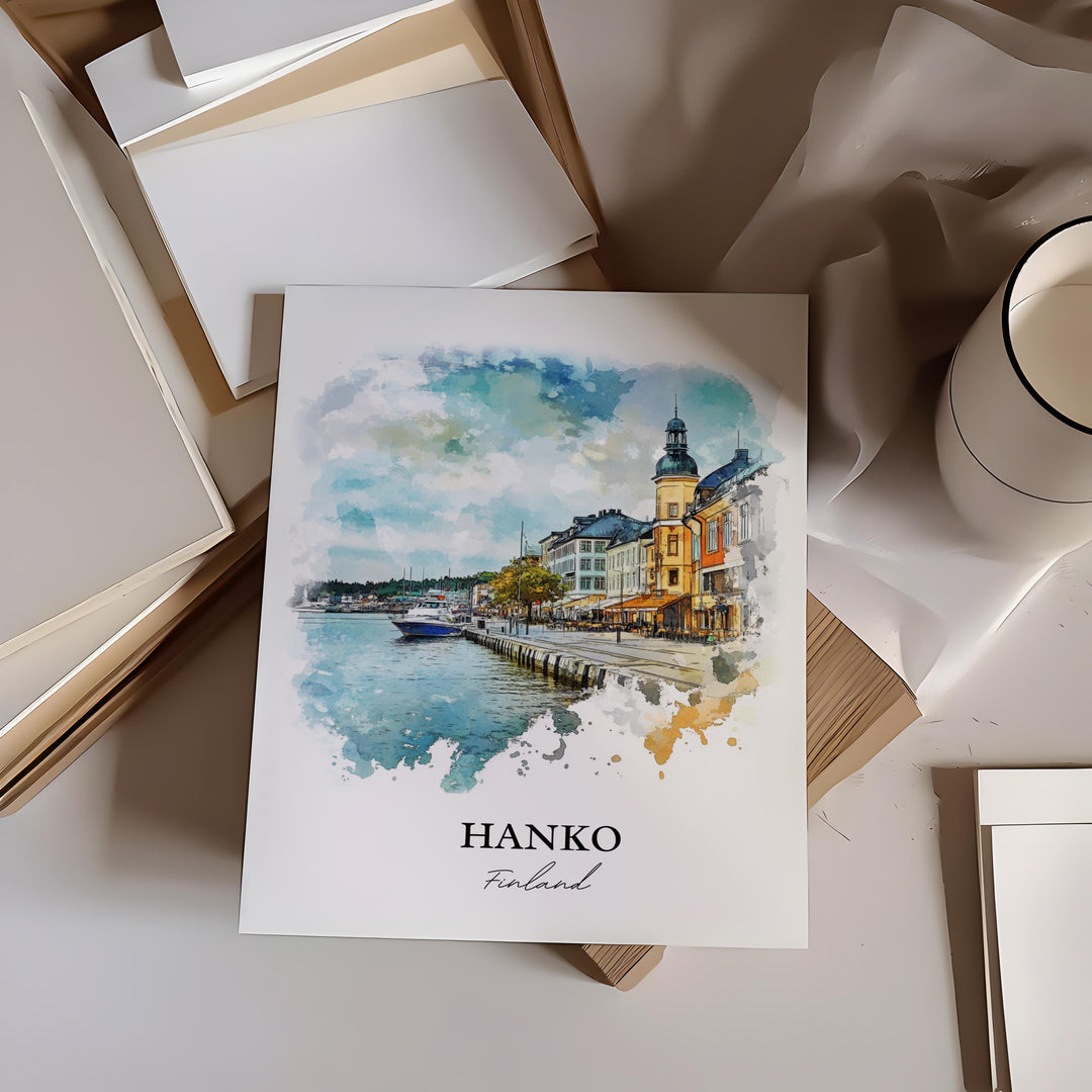Hanko Finland Wall Art, Uusimaa Region Print, Finland Watercolor Art, Hanko Finland Gift, Travel Print, Travel Poster, Housewarming Gift