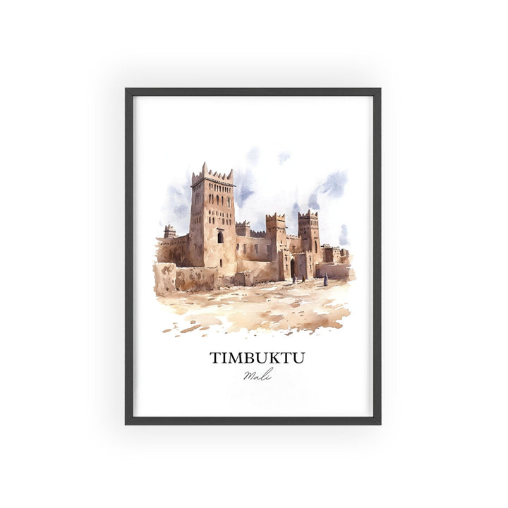 Timbuktu Wall Art, Mali Africa Print, Mali Watercolor Art, Timbuktu Mali Gift, Travel Print, Travel Poster, Housewarming Gift