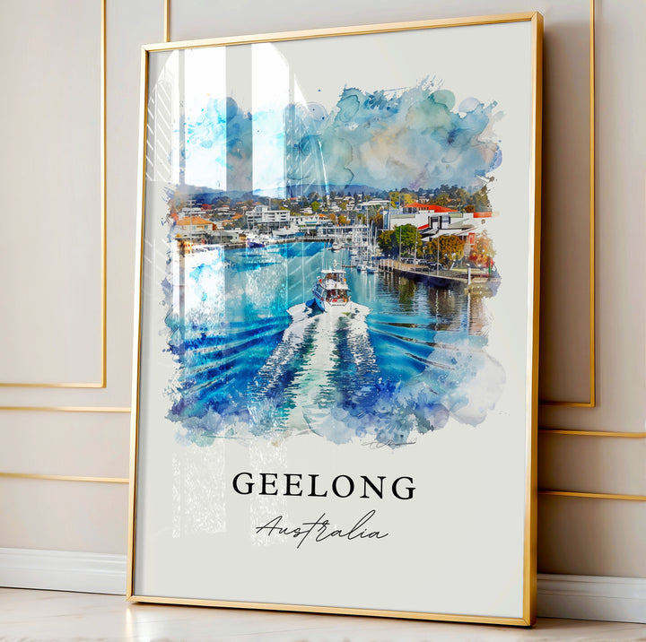 Geelong Australia Wall Art, Geelong Print, Geelong Watercolor, Geelong Australia Gift,