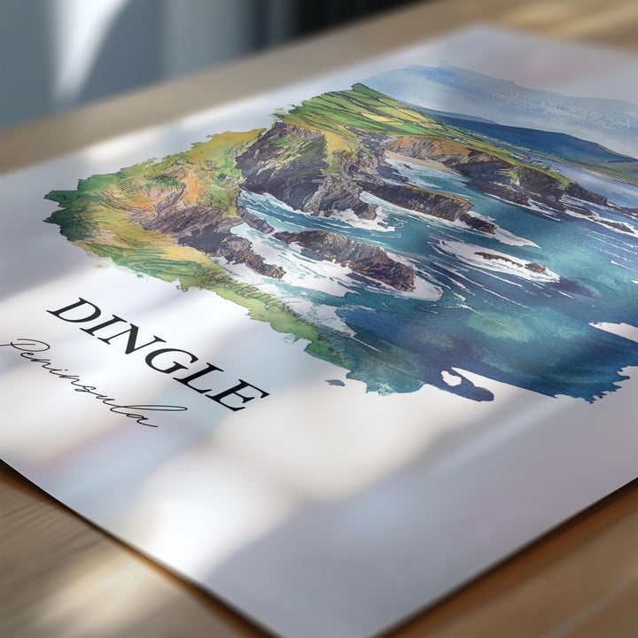Dingle Peninsula Wall Art, Dunmore Head Print, Ireland Watercolor Art, Dingle Peninsula Gift, Travel Print, Travel Poster, Housewarming Gift