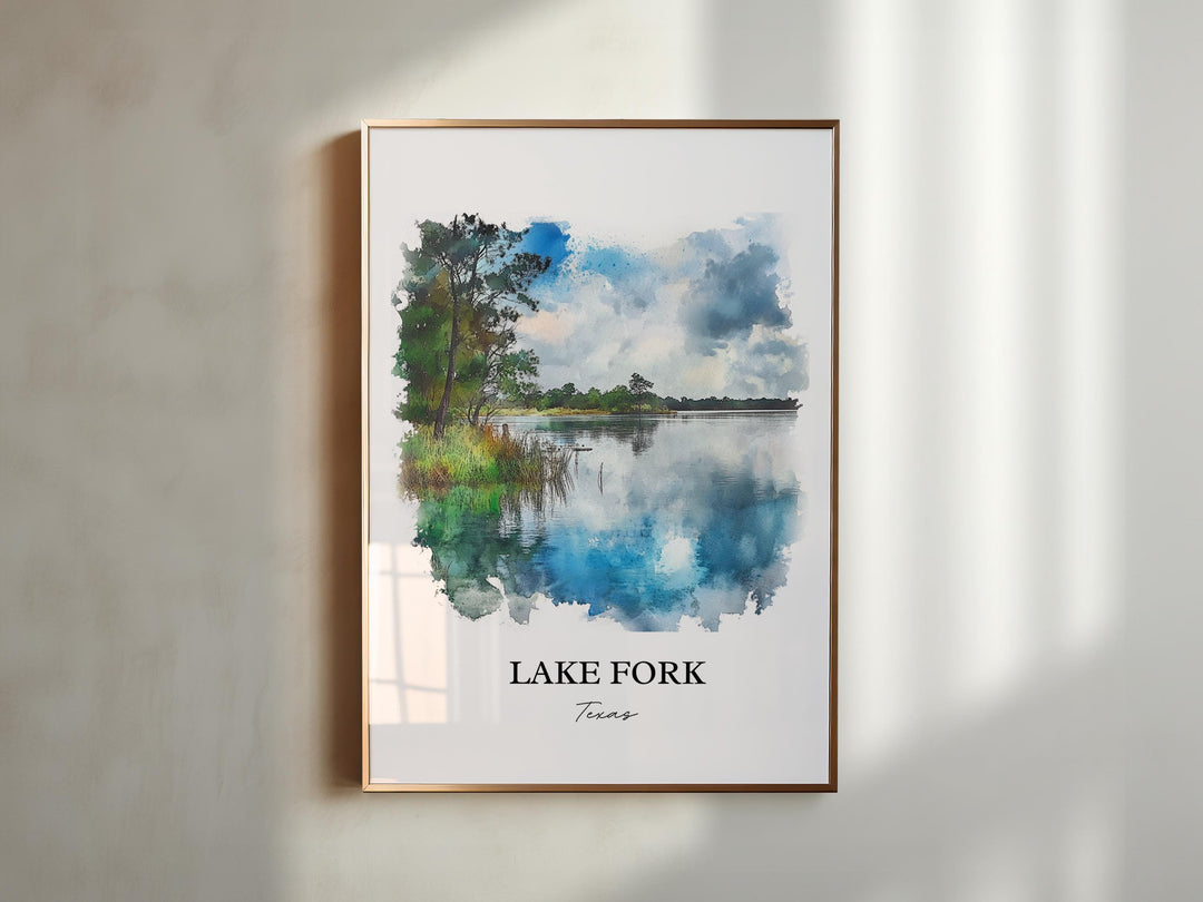 Lake Fork, TX, USA – Watercolor Art Print