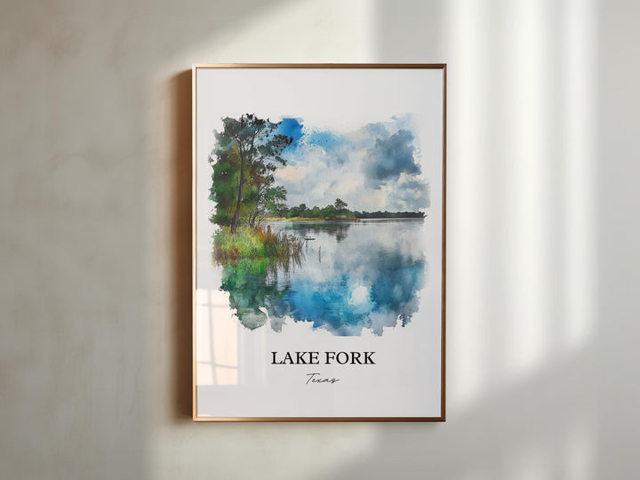 Lake Fork, TX, USA – Watercolor Art Print
