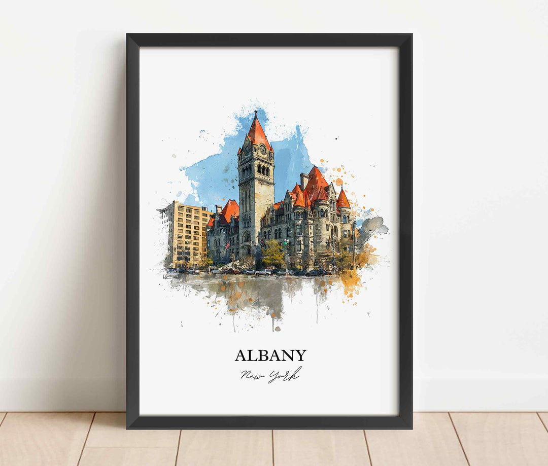 Albany NY Wall Art, Albany Print, New York Watercolor Art, Albany NY Gift, Travel Print, Travel Poster, Housewarming Gift
