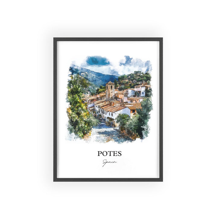 Potes Spain Wall Art, Cantabria Print, Spain Watercolor Art, Potes Spain Gift, Travel Print, Travel Poster, Housewarming Gift