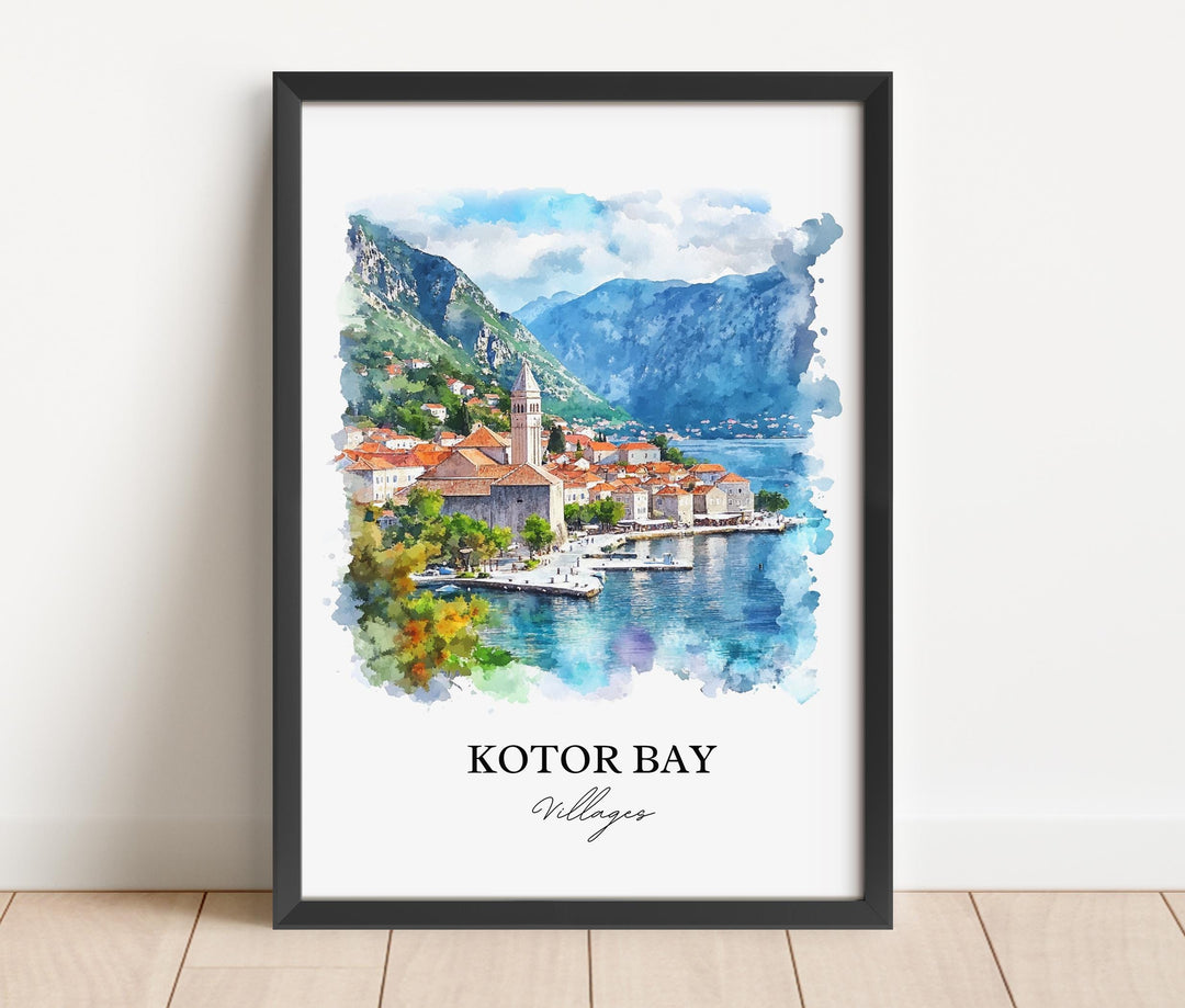 Kotor Bay, Montenegro – Watercolor Art Print