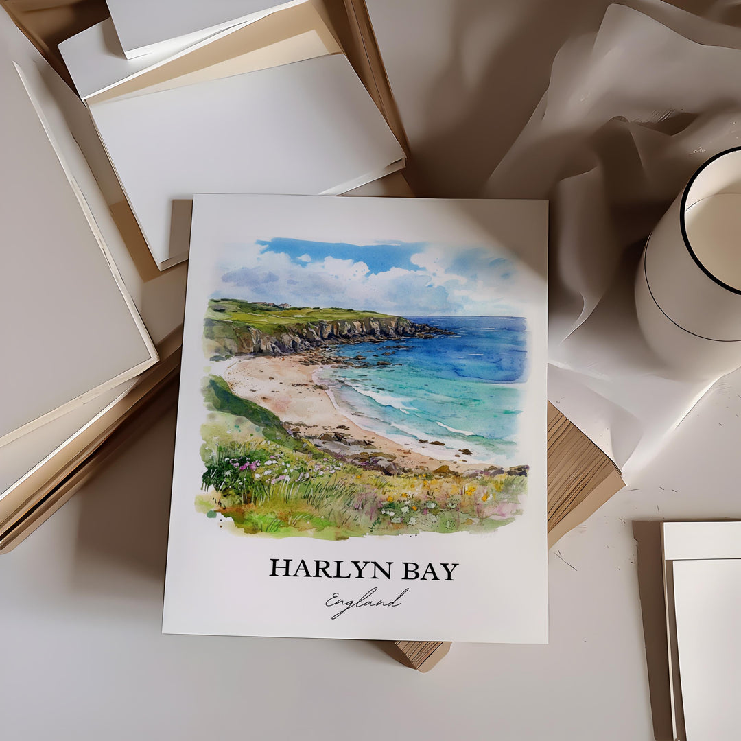 Harlyn Bay, United Kingdom – Watercolor Art Print
