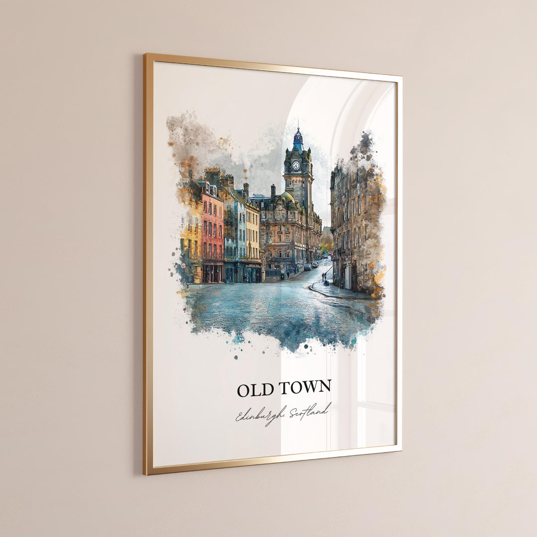 Edinburgh, Scotland – Watercolor Art Print of Old Town