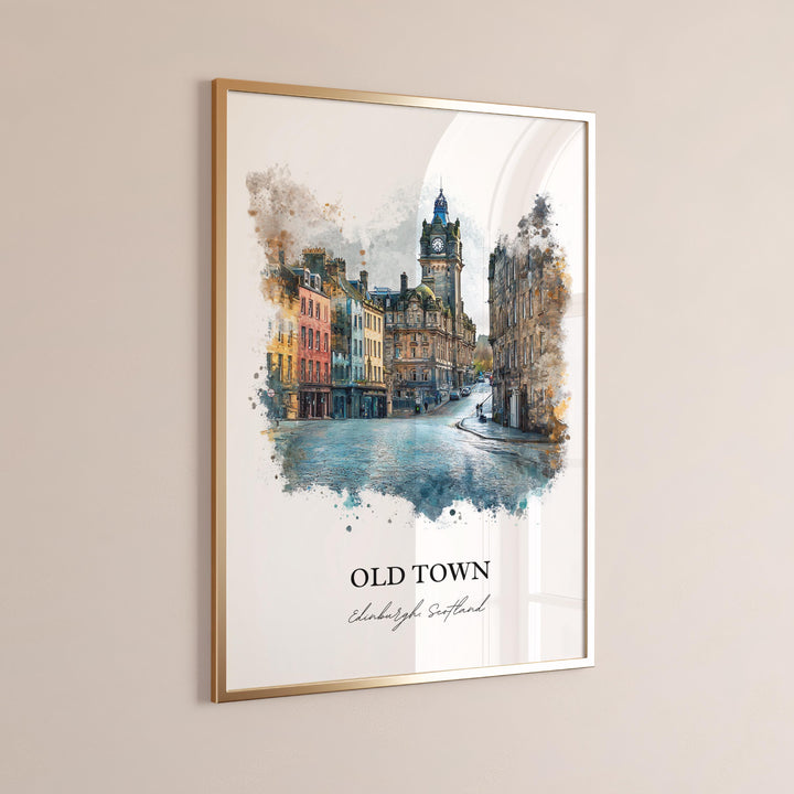Edinburgh, Scotland – Watercolor Art Print of Old Town