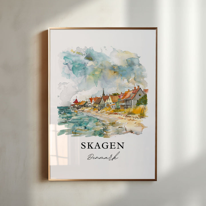 Skagen Denmark Wall Art, Skagen Vendsyssel Print, Skagen Watercolor, Skagen Denmark Gift,