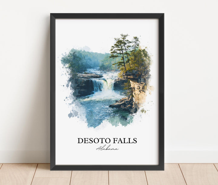 Desoto Falls Wall Art, Desoto Falls Print, Alabama Watercolor Art, Desoto Falls Gift, Travel Print, Travel Poster, Housewarming Gift