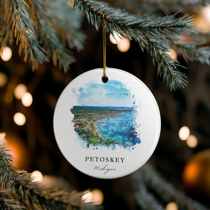 Petoskey Michigan Ornament: Unique Petoskey Souvenir, Petoskey Xmas Decor, and Authentic Petoskey MI Gift