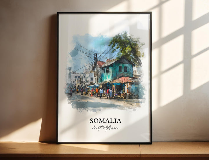 Somalia Wall Art, Somalia Print, Somalia Watercolor Art, Somalia Gift, Travel Print, Travel Poster, Housewarming Gift