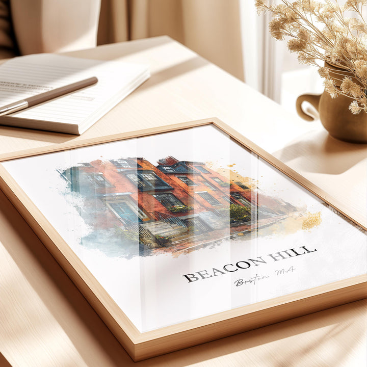 Beacon Hill, Massachusetts – Watercolor Art Print
