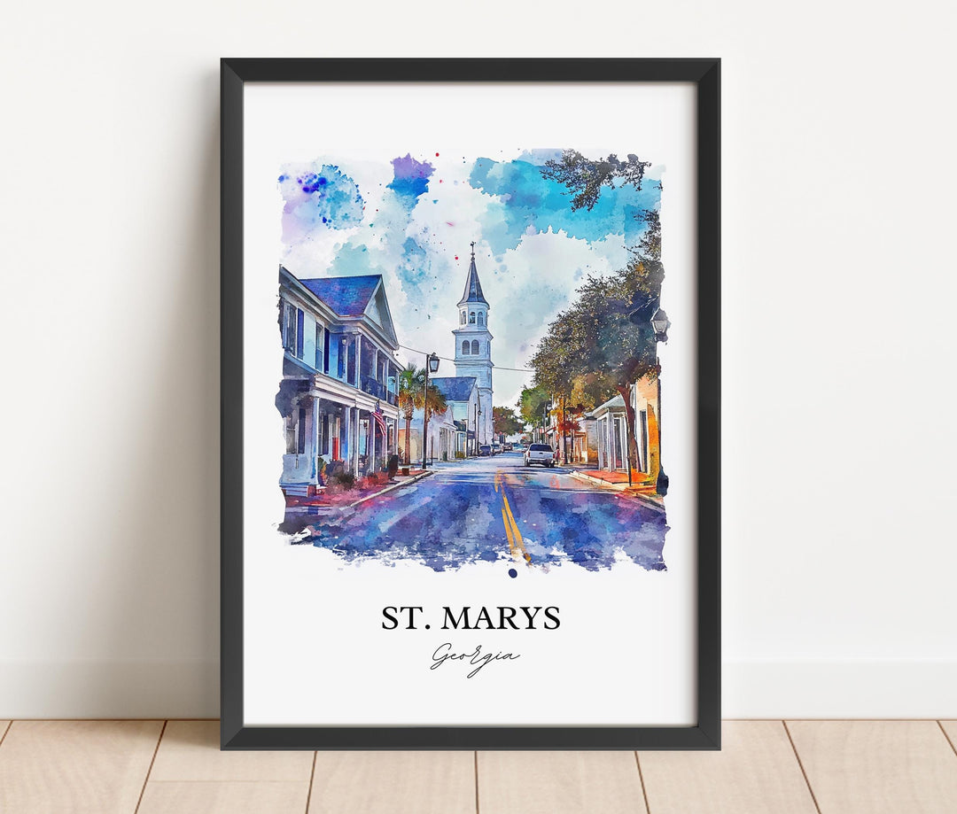St Marys, Georgia, USA – Watercolor Art Print