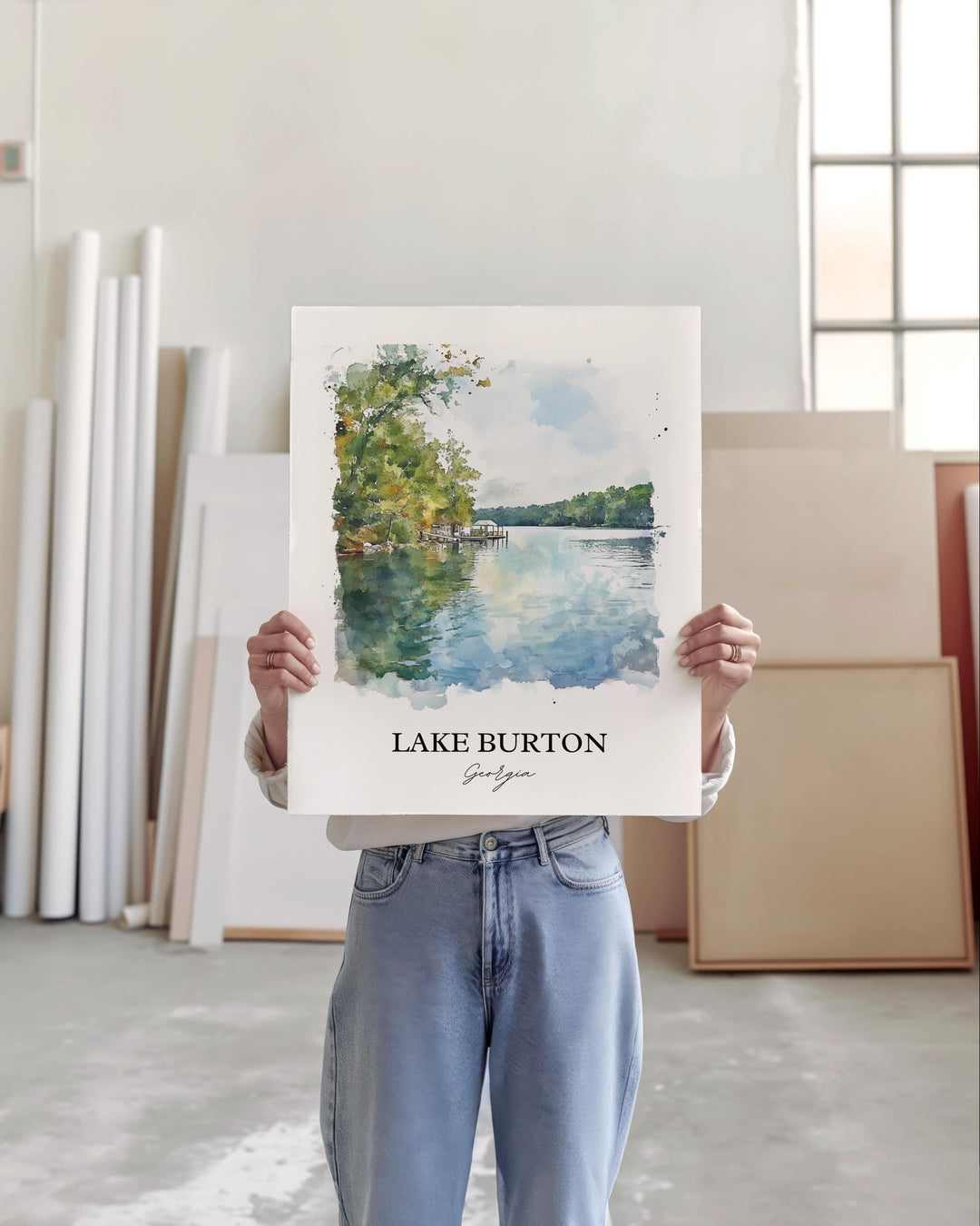Lake Burton Wall Art, Rabun County Print, Georgia Watercolor Art, Lake Burton Gift, Travel Print, Travel Poster, Housewarming Gift